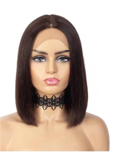 Perruque Bob Courte Lisse en cheveux humains brésiliens closure lace front 10 pouces
