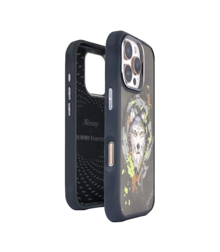 Image of Nimmy Dazzling MagSafe Embroidery Case for iPhone 16 Pro | 3D Animal Design | Shockproof Leather Finish Back Cover | MagSafe Compatible (Dazzling Wolf)