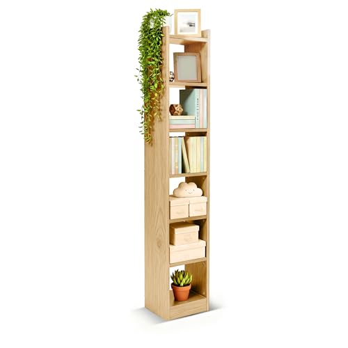 Image of Green Soul Alba 7 Shelves Engineered Wood Book Shelf | Multipurpose Wooden Bookshelf for Home, Bedroom, Living Room, Study Room, Kids Room | Organizer | Storage | 3 Year Warranty (Oak)