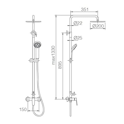 Columna de ducha monomando negro mate Belgica Imex BDZ044/NG