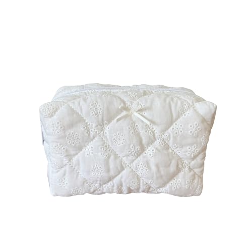 ZUNUONUO Cotton Quilted Makeup Bag Coquette Accessories Make up Bag Organizer Cute Floral Cosmetic...