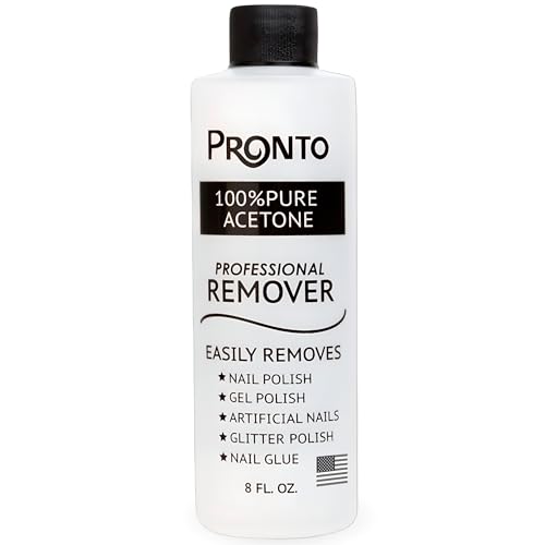 Pronto 100% Acetone Gel Nail Polish Remover - Gel Polish Remover for Nails | Acetone Nail Polish Remover For Nails for Removal of Glue, Gel, Acrylic & Dip | Gel Polish Remover, 8 Fl oz