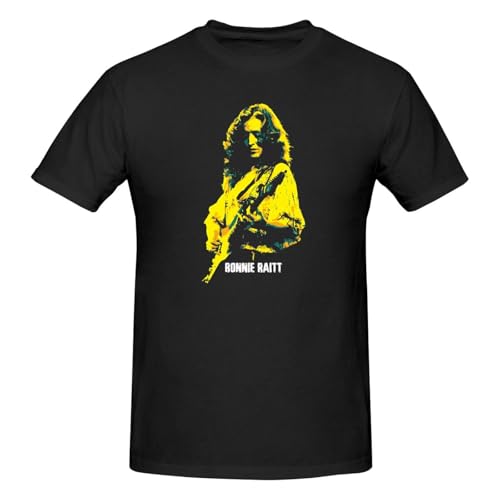 Bonnie Music Raitt Shirt Men's Crew Neck T-Shirt Cotton Tees Lightweight Tee for Daily Casual Black