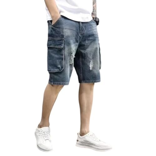 Short de travail pour homme en denim résistant avec plusieurs poches cargo