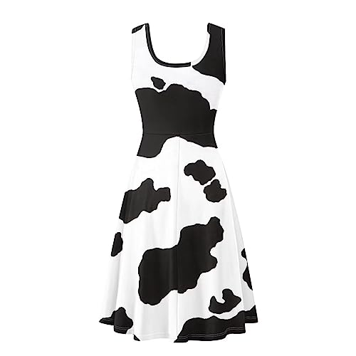 Image of Women's Casual Loose Sundress Midi Sleeveless Crewneck Dress Summer Beach Tank Dress with Pockets