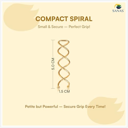 Image of Sanas Hair Pins for Hair Styling (10Pcs) U Pin for Hair Clips for Hair Styling Hair Pins for Women Wedding Girls Juda Pins For Hair Bun Accessories & Clips for Women Spiral U Pin (10Pcs) (Golden)
