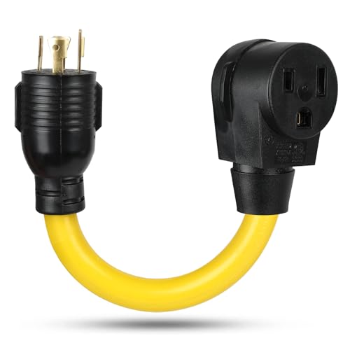 Image of 1FT NEMA L14-20P to 6-50R Adapter Cord 4 Prong to 3 Prong Adapter Generator to Welding Adapter Cord NEMA L14-20 Plug 20A Locking Male to NEMA 6-50 Receptacle Welding 50A Female