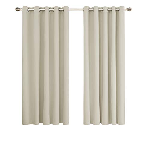 Deconovo Cortinas Habitacion de Salon para Ventanas Modernas Suaves 2 Piezas 168 x 183 cm Beige Claro