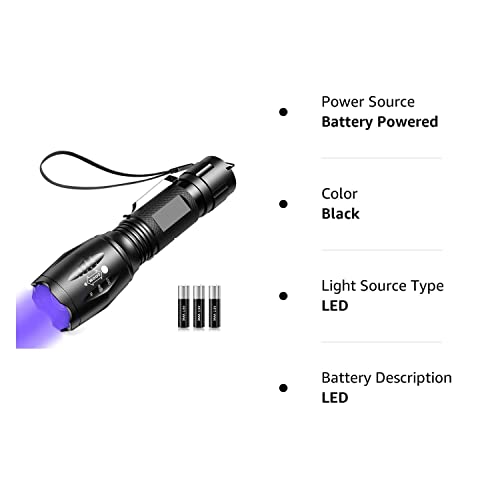 Black Light ,Flashlight, Led Uv Torch 2 In 1 Blacklight With 500Lm Highlight, 4 Mode, Waterproof For Pet Clothing Food Fungus Detection/Night Fishing/Travel #TOP7
