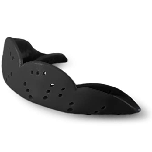 SISU Mouth Guards Aero 1.6mm Custom Fit Sports Mouthguard for Youth/Adults, Charcoal Black