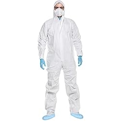 Mono De Trabajo Blanco ACE CoverX Mono de Trabajo con Capucha - Traje de protección desechable para el Trabajo - contra Productos químicos y partículas - Blanco - 3XL