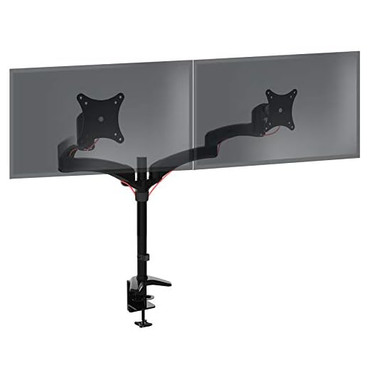 Duronic DM452 Skärmstativ | PC Skrivbordsfäste med Monitorarm | Stål | Maxvikt 8kg | För Två 15-27” LED LCD TV eller Datorskärm | Lutning +90°/-45°, Vridbar 180°, Rotation 360° | VESA 75/100