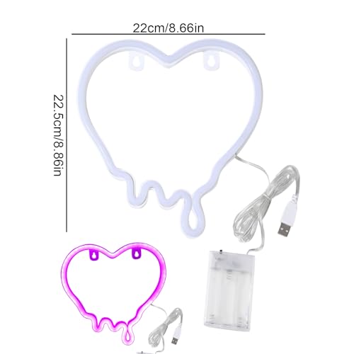 Lumière d'Ambiance Néon Cœur Décoration Murale USB Veilleuse LED - 6