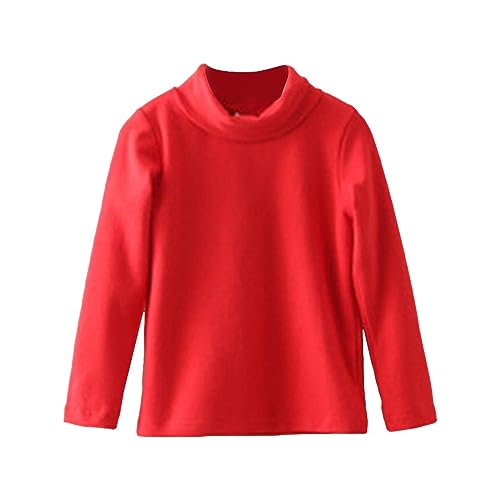 Betadog Toddler Mock Neck Tops Toddler Girl Boys Solid Color Long Sleeve High Neck Base Coat with Warm Top for 3 to 10 (1 Pc Red, 4-5 Years)2