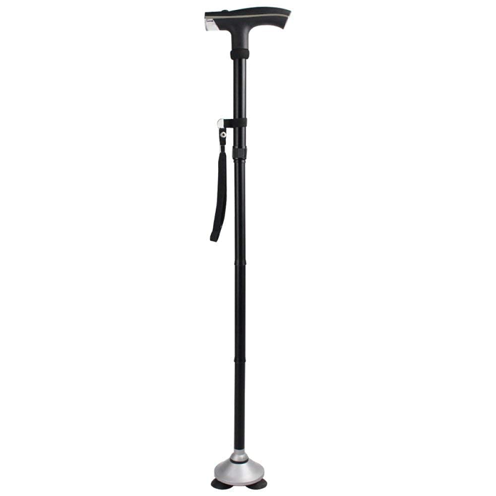 Deambulatori per anziani Bastone da passeggio Illuminato Multifunzionale Pieghevole Stampelle per anziani Telescopico Bastone da passeggio regolabile in altezza Treppiede Antiscivolo Walker deambula