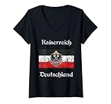 Damen Kaiserreich Deutschland Historische Kaiserreich Flagge T-Shirt mit V-Ausschnitt