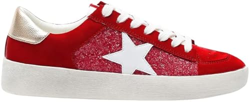Mi.iM Alex Rubber Sole Lace-up Glitter Leather Star Sneakers