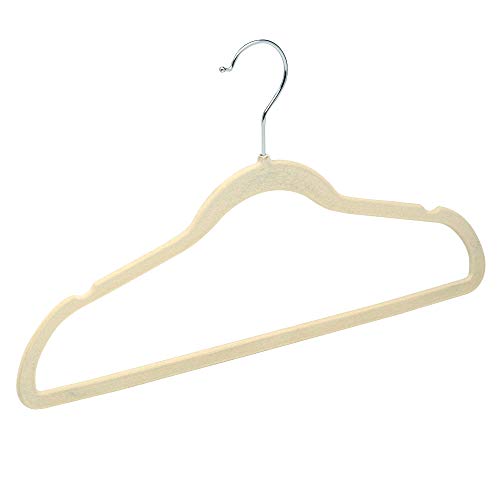 TODO HOGAR Percha Terciopelo Color Beige, Perchas de Ropa Pack de 20,40, 80 y 120 Und con Superficie Antideslizante y Gancho Cromado Giratorio a 360º