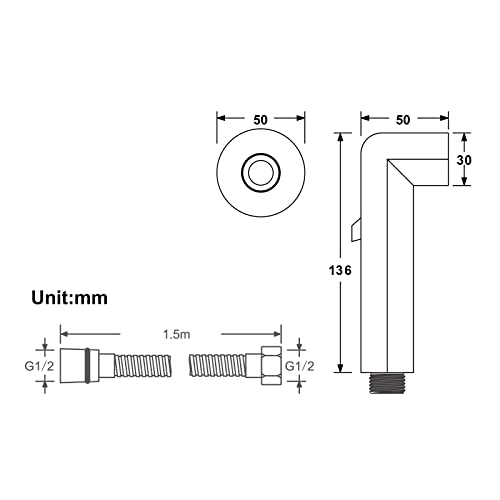 Ensemble de fixation de bidet à haute pression en laiton pour WC - 4