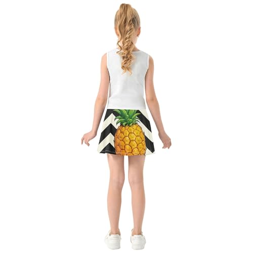 Joisal Athletic Shorts Girls Skorts Tennis Skirts for Kids Uniform Teen Skirt Pineapples Black White Zigzag 3t4