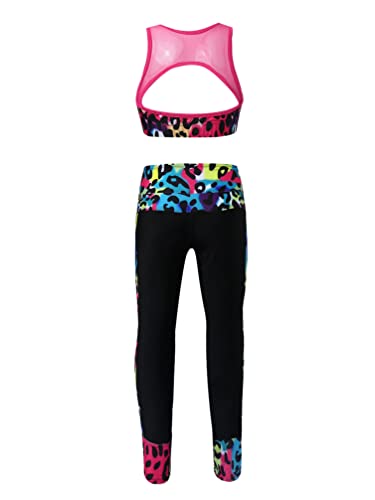 TiaoBug Kids Girls Crop Tops with Athletic Leggings Tracksuit Gymnastic Active Workout Set Two Piece Dance Outfit2