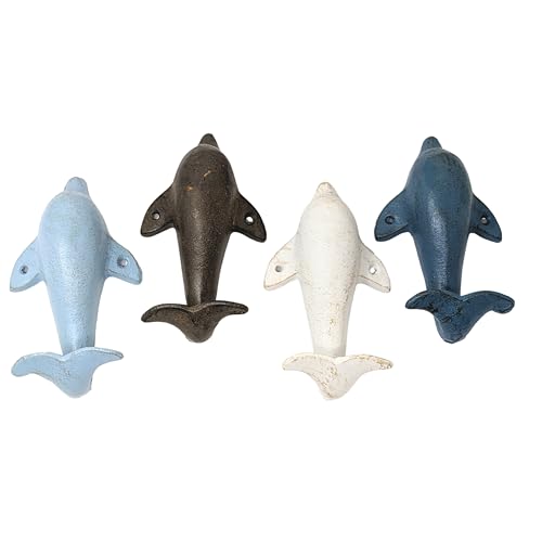 Set of 4 Dolphin Wall Hooks– Cast Iron Decorative Hooks