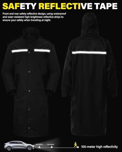 iCreek Raincoat Waterproof Long Rain Jacket Lightweight Rainwear Reflective with Packable Hood for Men Women Adults3
