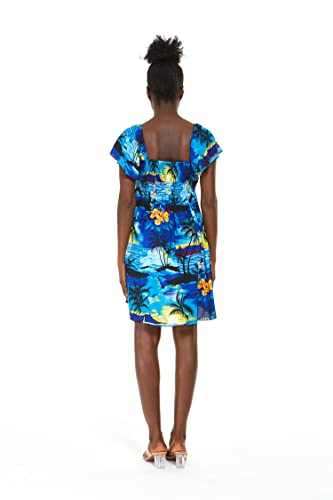 Image of Hawaii Hangover Family Matching Hawaiian Clothes, Sunset Blue | Family matching Hawaiian outfits, Sunset Blue, lightweight rayon, machine washable, tropical print, luaus, cruises