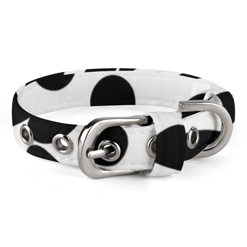 Collier réglable pour chien noir et blanc avec boucle robuste et sangle adaptable