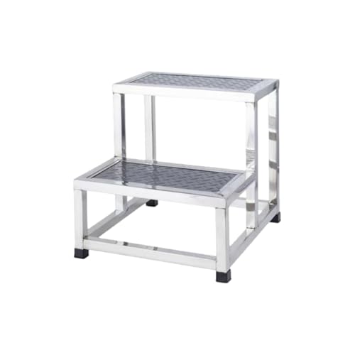 JQQJ踏み台 ステップスツール 階段 ステンレス製 ダブルペダル 足置き台 厚み 滑り止め ステップ 補助 丈夫 長方形 多機能 大人 子供 靴交換 家庭 入り口 屋内 屋外 アウトドア ベランダ 病院 クリニック用 (2層,M)