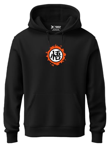 Image of XENOVAURBAN Anime Hoodie | Unisex Fit Cotton Fleece | Graphic Printed Pullover Hooded Sweatshirt - HOPU-FB-DBZ-BLK-XL