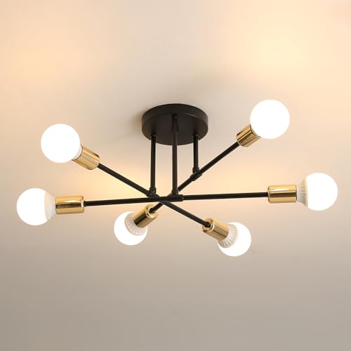 Diseño de lámpara de techo cómodo Molecularlampe 6 Flammable E27 oro negro metal estilo retro lámpara de techo para salón comedor dormitorio loft interior iluminación industrial