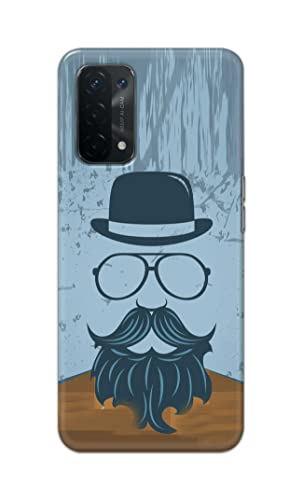 Image of PRINTFIDAA Mustache Beard and Hairstyle Hipster in Glasses Printed Designer Hard Case for Oppo A54 5G / A74 5G (6.5 inch) Back Cover -(e) RPM1002