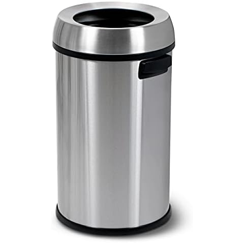 Simpli-Magic 65 Liter Open Top Trash Can, Commercial Grade, Stainless Steel Cover