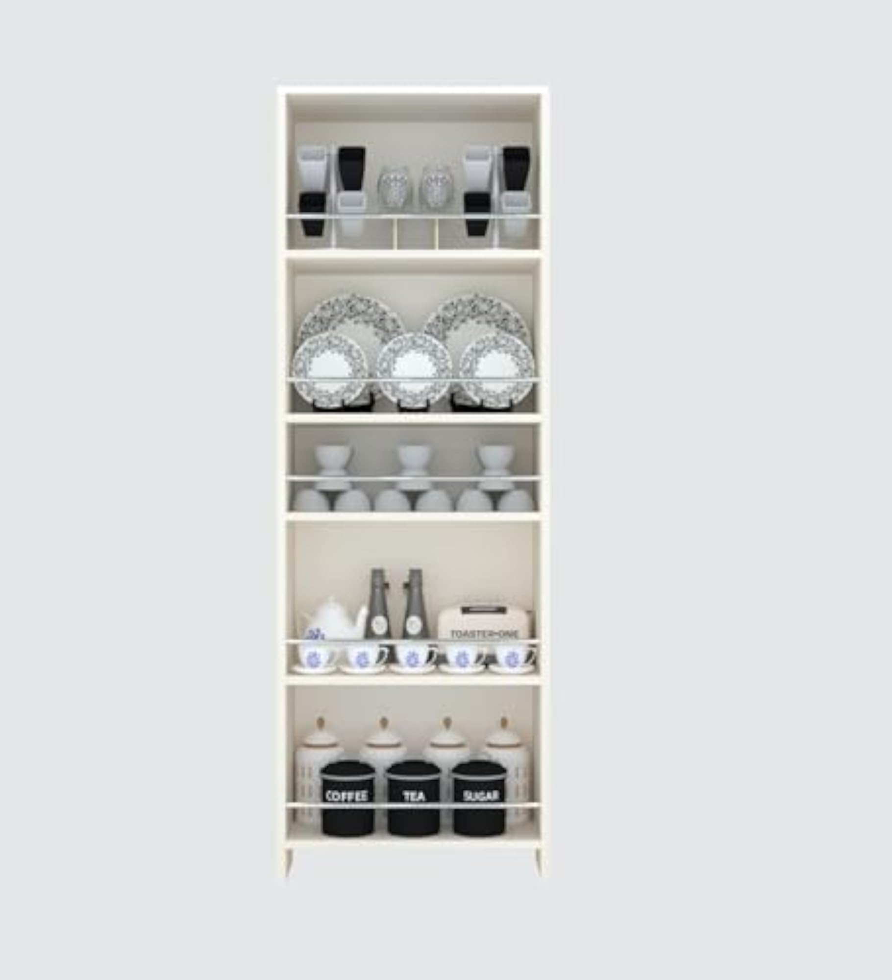 Wooden Kitchen Cabinet with 5 Open Shelves