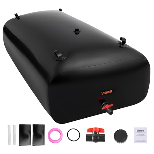 VEVOR Water Storage Bladder, 87 Gallon (330L) Water Storage Container Tank, 1000D PVC Large Capacity Soft Bag Bladder, Collapsible Portable for Garden Irrigation, Camping, RVs, Emergency Use - Black