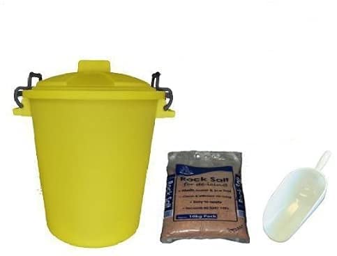 Image of Keto Plastics 50 Litre COLOURED DOMESTIC GRIT ROCK SALT BIN Dustbin De-Ice 50L Storage Container (YELLOW)