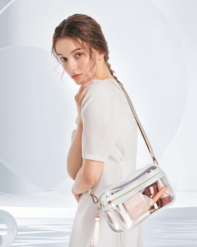 Image of Clear Crossbody Bag Stadium Approved Clear Purse - Transparent Messenger Bag with Front Pocket