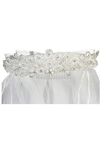 SWEA Pea & Lilli Girls First Communion Veil - White Holy 1st Communion Headpiece with Headband and Beads4