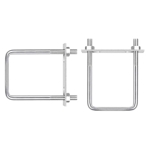 Image of DTGN M10x75x120mm(ThreadxWxL) Square U Bolt - 2Pack - Good for Trailer Pipe Replacement Parts - 304 Stainless Steel U Shape Bolts