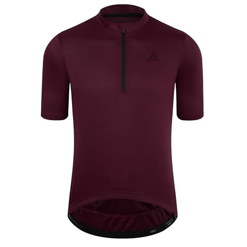 OFF PRND Herren-Fahrradtrikot, kurze Ärmel, 1/3-Reißverschluss, einfarbig, Club-Passform, Fahrrad-Shirt, Reißverschlusstasche, Weinrot, Mittel OFF PRND Herren-Fahrradtrikot, kurze Ärmel, 1/3-Reißverschluss, einfarbig, Club-Passform, Fahrrad-Shirt, Reißverschlusstasche, Weinrot, Mittel