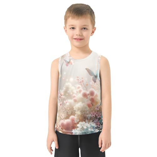 susiyo Butterfly and Flowers Boys Sleeveless Tank Top Girls Athletic T Shirt2