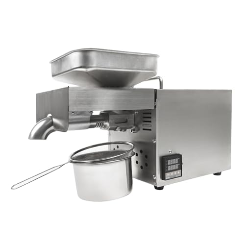 Pressa per olio elettrica, 610 W, 220 V, in acciaio inox, pressa calda e fredda, per semi di girasole, semi di tè, 40 – 240 °C
