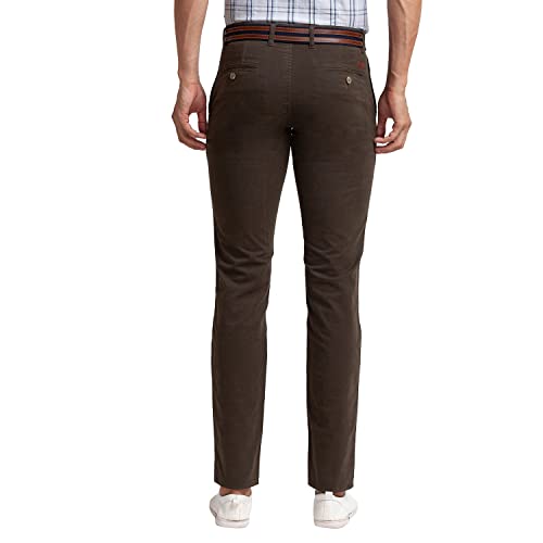 Image of Parx Men's Cotton Blend Solid Pattern Low Rise Tapered Fit Flat Front Casual Trouser