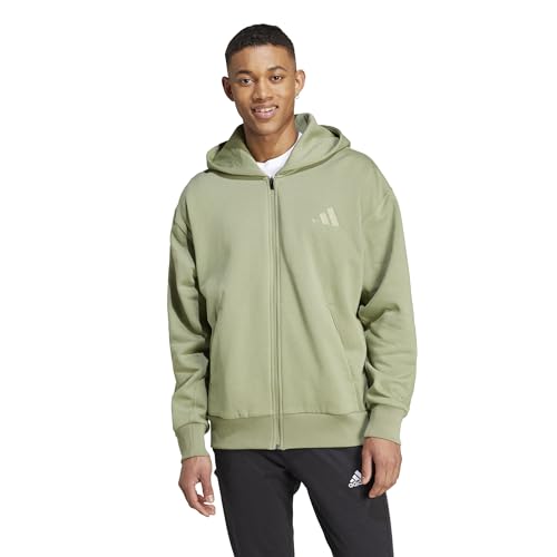 adidas Men's All SZN Fleece Full Zip Hoodie, Tent Green, Medium
