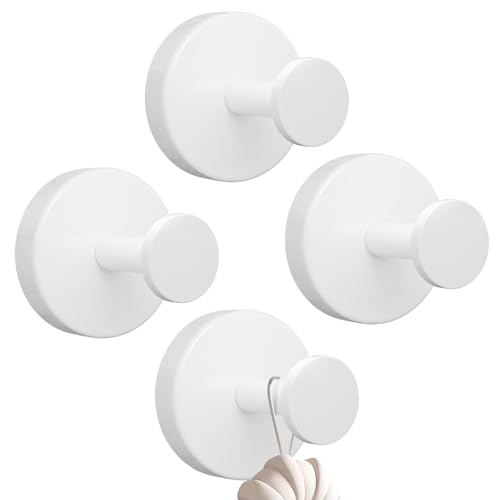 YUNISS 4 Piezas Ganchos Ventosa de Succión, Acero Inoxidable Colgador Toallas, Pared Sin Taladro Gancho de Pared, Capacidad de Carga 5 kg, para Baño Cocina Ducha -Blanco