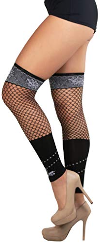 Image of ToBeInStyle Women's Fashion Dimond Net Thigh High Footless Novelty Leg Warmer Hosiery
