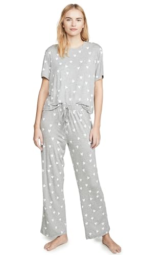 Image of Honeydew Intimates Women's All American PJ Set, Heather Grey Hearts, XS