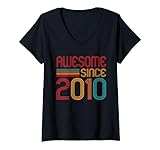 Photo Gallery donna awesome since 2010 vintage 2010 birth of birthday men women maglietta con collo a v Photo Gallery donna awesome since 2010 vintage 2010 birth of birthday men women maglietta con collo a v