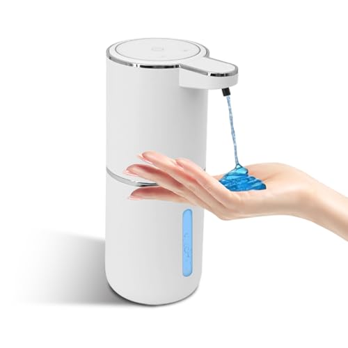 Distributeur de savon liquide, distributeur de savon automatique, 400 ml, sans contact, rechargeable par USB, distributeur de savon électrique réglable à 4...